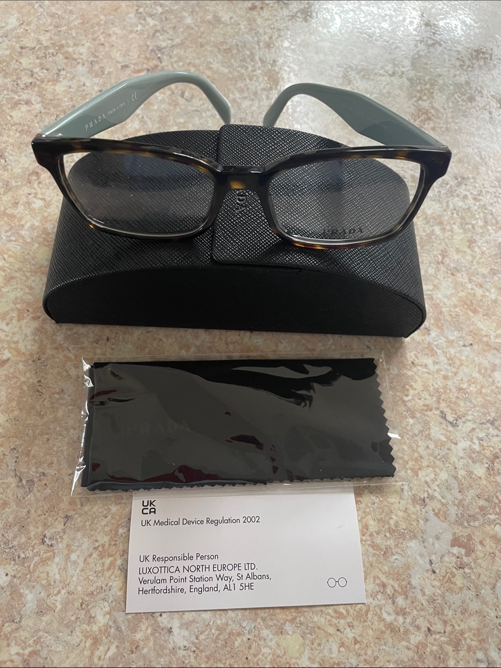 New Prada Tortoiseshell Frame with  Aqua Temples Eyeglasses